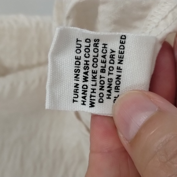 MINE blouse top cream size large cream with floral brocade lace ruffle sleeve - Picture 7 of 8